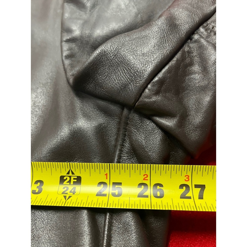 Vintage Men's Leather Biker Jacket Lined Zip Front Pockets Dark Brown Schott? - Picture 6 of 9